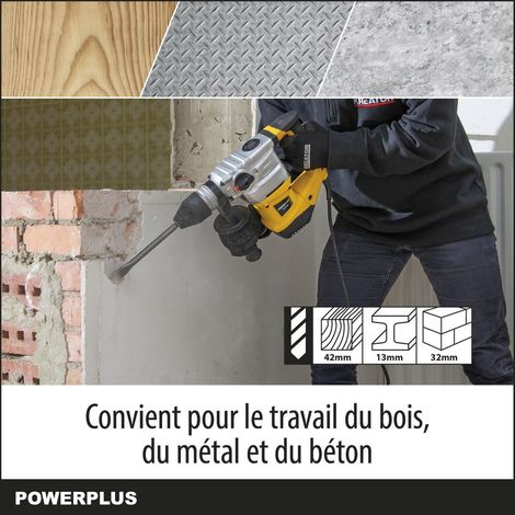 Perceuse à percussion électrique 1500W – 4250 coups/min – Forage béton Ø32mm – Anti-vibration – Poignée supplémentaire – Powerplus — vue 2