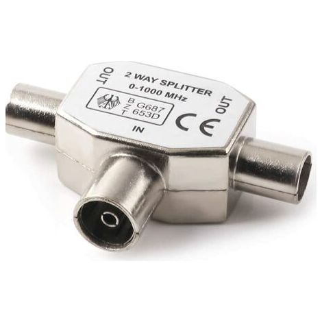Coupleur Coaxial Antenne - Femelle vers Deux Mâles - Écran Complet - Bidirectionnel - Pour Câble TV - 1 Pièce