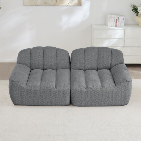 Sofá de 2 plazas 210x104x79 cm gris modular, tapizado en tejido, sin montaje MEUBLIV (1/5)