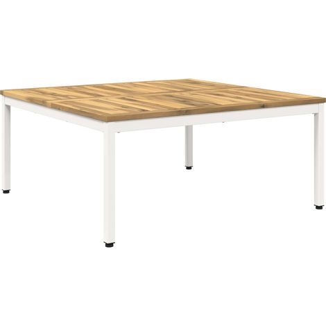 Couchtisch Weiß 100 x 100,5 x 45 cm Massivholz Akazie vidaXL (1/5)