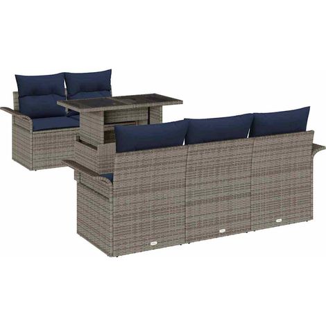Set Divano da Giardino 6 pcs Grigio Rattan in Polipropilene vidaXL