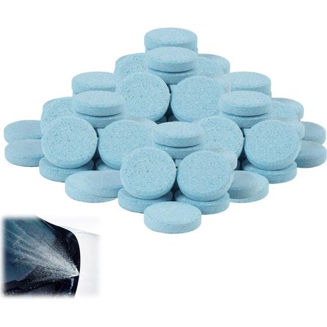 100 Pièces Pastilles Effervescentes Lave-Glace Concentrées,Emballées Individuellement Pastille Lave Glace,Nettoyant Pare Brises,Vitres,Carrelages,Miroirs,Utilisation Facile,Formule Multi-Usage (1/5)