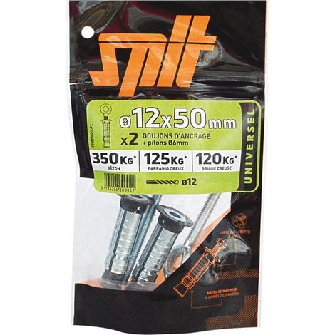 Paquete de 2 tacos de pared con tornillos, PRIMA6PIDP2 SPIT, 12 x 50 mm SPIT