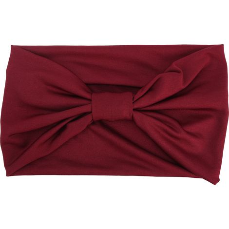 Bandeau élastique à nœud créatif pour femme, large et adapté à toutes les saisons, au yoga et au sport, rouge foncé (1/5)