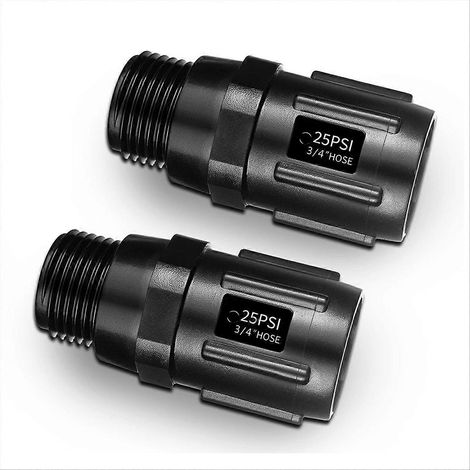 Lot 2 régulateurs de pression 25 PSI pour irrigation goutte à goutte, réducteur 3/4 pouce filetage tuyau, robinet de jardin, système d'arrosage économique, contrôle de débit fiable, pack double. (1/5)