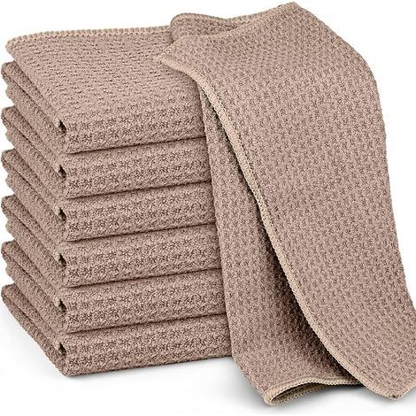 Waffle Microfibre Cloth, Towels, Glass Wipe Clean for Kitchen, Household Car, Cleaning Towel, Beige