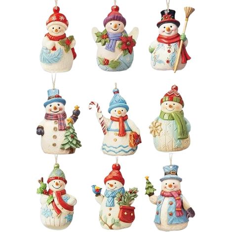 Ornements en bois avec bonhomme de neige, ornements pour sapin de Noël, corde avec pendentif bonhomme de neige, artisanat avec bonhomme de neige à suspendre, ornements de Noël à la ferme, (1/5)