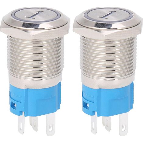 Interrupteur à bouton-poussoir momentané de réinitialisation avec voyant LED, 24 V CC (1/5)