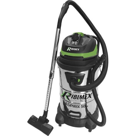 ASPIRATORE ASPIRAPOLVERE ASPIRALIQUIDI BIDONE INOX 50Lt 1200W RIBIMEX (1/5)