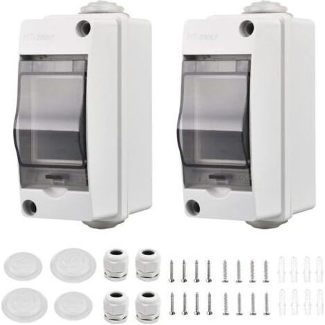 2 Pièces Coffret Electrique Etanche Petit, Coffret Electrique Etanche Exterieur IP65 2 Modules, Avec 2 Connecteurs, pour une Utilisation à l'extérieur, dans les Jardins, Sites Industriels (1/4)