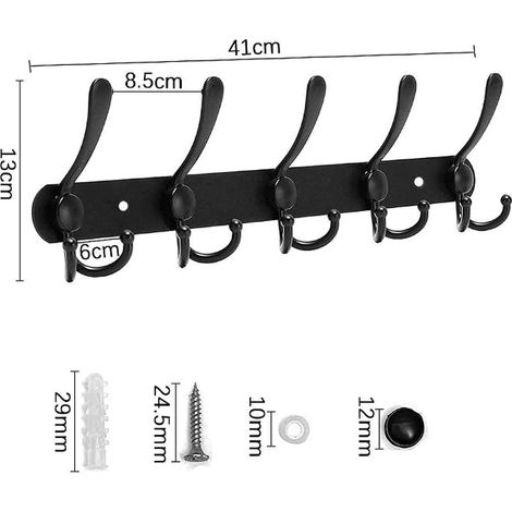 Wall Mounted Coat Rack Hook Coat Rack Stainless Steel Towel Rack for Coats, Towels, Robes, Hats, Clothes, Dresses, Wardrobes, Bathrobes (1/3)