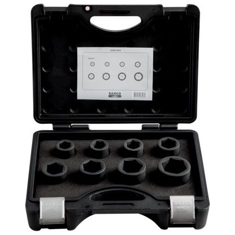 BAHCO - Jeu de douilles à chocs 3/4", 6 pans, dimensions en pouces, fini phosphaté - 8pc