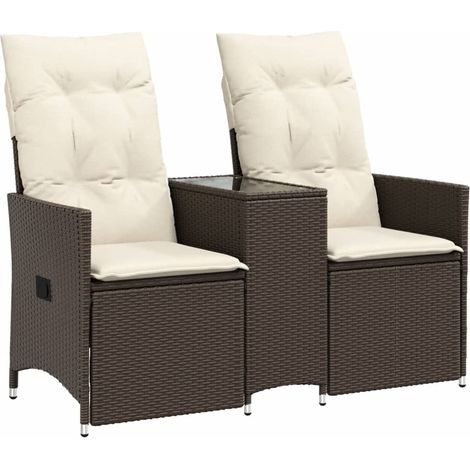 Maison Exclusive - Gartensofa 2-Sitzer Verstellbar mit Tisch Brau