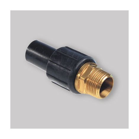 "GIUNTO DI TRANSIZIONE OTTONE-PE FILETTATO MASCHIO PER ACQUA E GAS UNIDELTA Ø63 x 2""""M" (1/3)