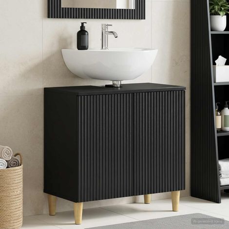 vidaXL Armadio per Lavabo da Bagno ARNHEM Nero 59,5 x 31,5 x 59 cm