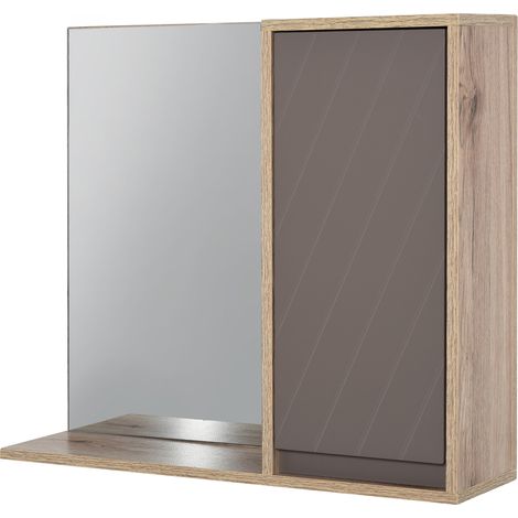 Beyamis Badezimmer-Spiegelschrank, wandmontierter Badezimmerschrank mit Spiegel und verstellbarem Einlegeboden, 57 x 14,2 x 49,2 cm (L x B x H)