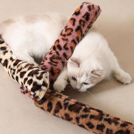 Cat Toy, Soft Toy Catnip Toy, Leopard Design Cat Toy, Soft Toys for Cats, Cat Pillow, Cat Toys for Scratching, Playing, Chewing, Dental Care (1/4)