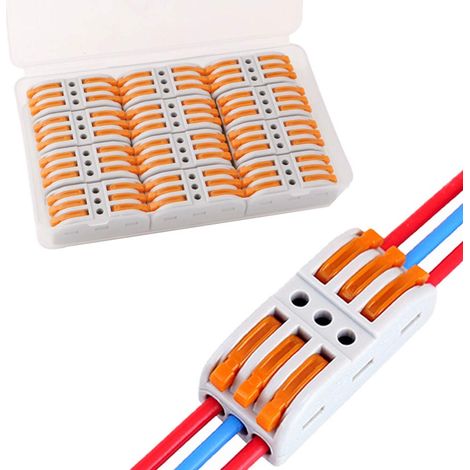 12pcs SPL-3 Lever Nut Wire Connector Set, 3 Way 6 Ports Conductor Compact Wire Connectors, Compact Spring Connector Terminal Block (1/4)
