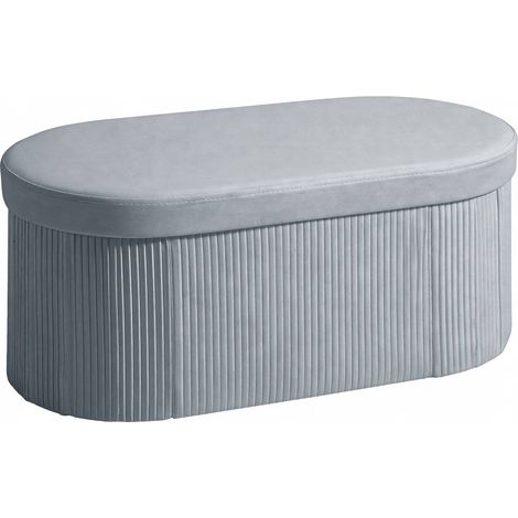 Faltbare Aufbewahrungsbank mit Ottomane, dunkelgrauer Samt, 76 x 38 x 35 cm