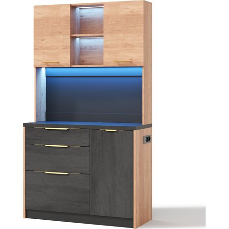 Mobile dispensa cucina 100 x 40 x 180 cm in MDF con LED e presa EU, MODENUIT (1/5)