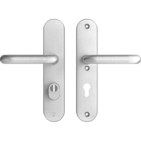 AXA Sicherheits Türbeschläge set - Oval Plus - Türklinken mit Langschild - PC72 mit Kernziehschutz - Kruk U - Aluminium (1/5)
