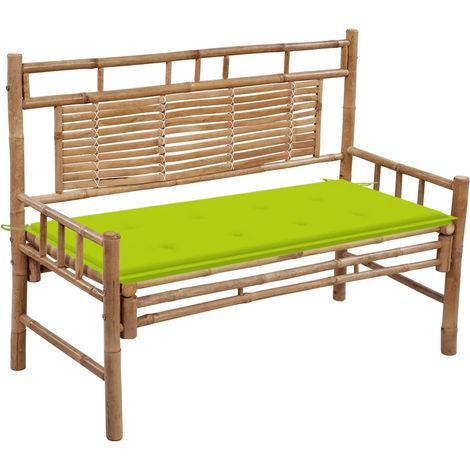 Banc de jardin Banquette de jardin Siège/Chaise avec coussin 120 cm Bambou BTEB75853 (1/5)