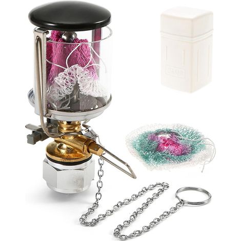Mini-lanterne à propane à mèche unique Lampe à gaz portable Suspension pour tente Avec 2 manchons