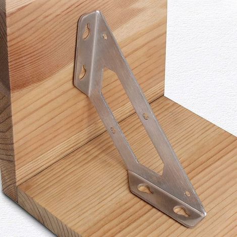 JSSEVN - Wall Shelf Brackets, Heavy-Duty Metal Shelf Brackets, Stainless Steel Triangular Shelf Supports for Kitchen, Office, and Shelves, 4 Pieces (1/3)