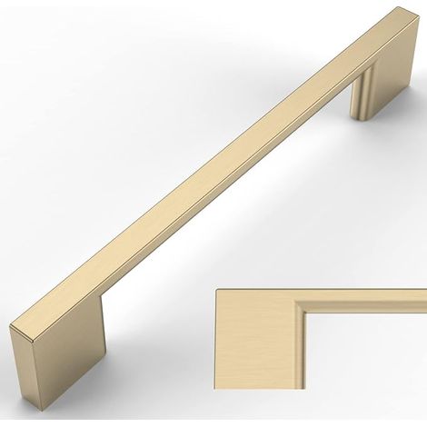 6 Pièces Poignee de Meuble Cuisine Laiton brossé 128mm Alliage de zinc Or Poignées Meubles avec Vis, pour Bureaux, Tiroirs, Armoires, Placard (1/5)