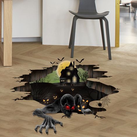 Pièces de stickers muraux, de sol et de plafond 3D fracassants pour Halloween, ambiance horreur (1/5)