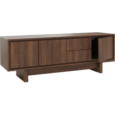 Mobile porta TV con cassetti e vani contenitore con frontali testurizzati 51,5 x 150 x 39,5 cm melaminico marrone 040009390