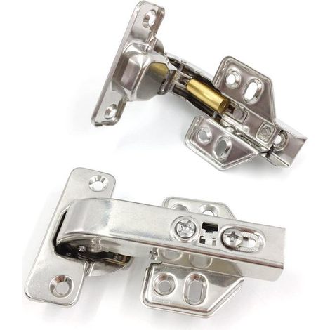 95 Degré Crampons Charnière à Bras Long avec Amortisseur pour Porte Charnières à Fermeture Douce pour Portes Placard Meuble Cuisine Lot de 4 (1/4)