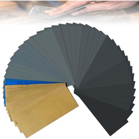 Schleifpapier-Set 24-teilig, Nassschleifpapier und Trockenschleifpapier, feines Schleifpapier für Auto, Metall, Holz, Lack, Wände, Glas, ideal für Präzisionsarbeiten, Polieren und Finish (1/5)