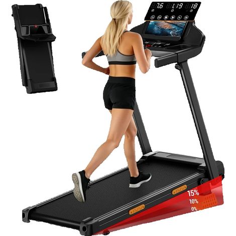 Tapis de course domestique, inclinaison de 15 %, moteur de 3,0 CV, noir (1/2)