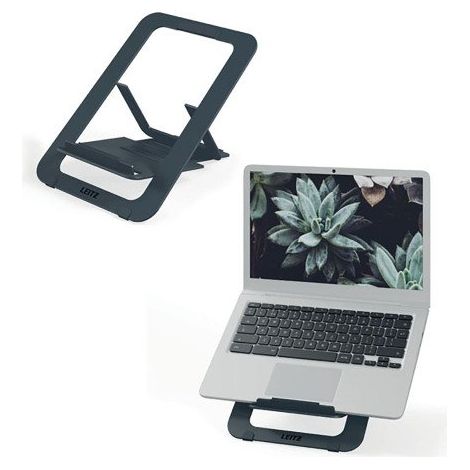 Support réglable ultra-plat pour ordinateur portable - gris foncé - Leitz Ergo (1/5)