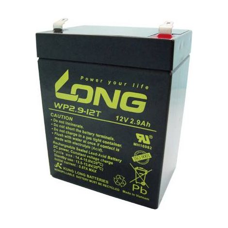 Long WP2.9-12 WP2.9-12 Batterie au plomb 12 V 2.9 Ah plomb (AGM) (l x H x P) 79 x 107 x 56 mm cosses plates 4,8 mm auto-décharge réduite, sans entre Y807972 (1/2)