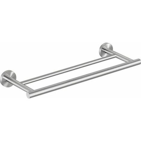 Porte-serviettes double mural, 40 cm, acier inoxydable brossé SUS304