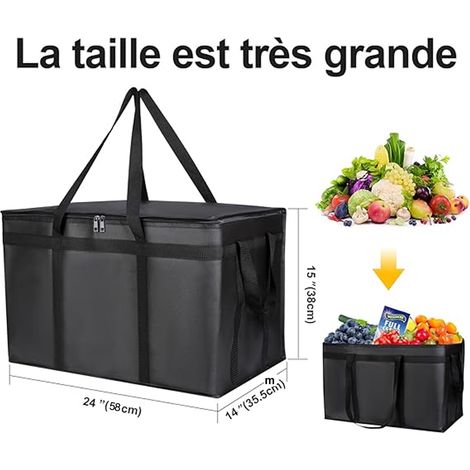 Sac isotherme pliable et réutilisable - Capacité 42 L - Noir (1/4)