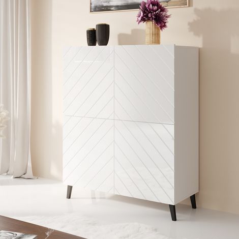 Meuble de rangement design blanc 100 cm Yaka (1/4)