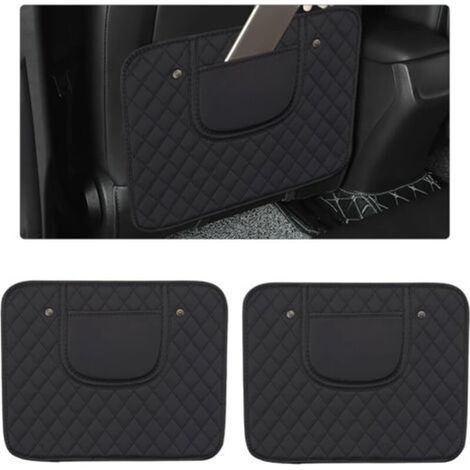 Lot de 2 tapis de protection pour sièges arrière de voiture - Fabriqués en cuir imperméable - Sac de rangement inclus - Accessoires universels pour intérieur de voiture (noir)