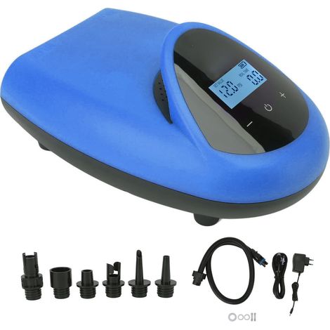 Pompe électrique 12V gonfleur véhicule pour bateaux gonflables camping extérieur prise UE 100-240V bleu (1/5)