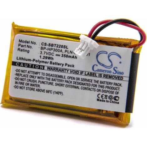 vhbw Akku kompatibel mit Sony DR-BT22IK, DR-BT22G, BT-22, DR-BT22, BT22 Wireless Headset Kopfhörer (350 mAh, 3,7 V, Li-Polymer)