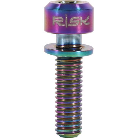 Vis M5 x 18mm Titane pour Potence Vélo, 6 Pièces avec Entretoises Arc-en-Ciel (1/3)