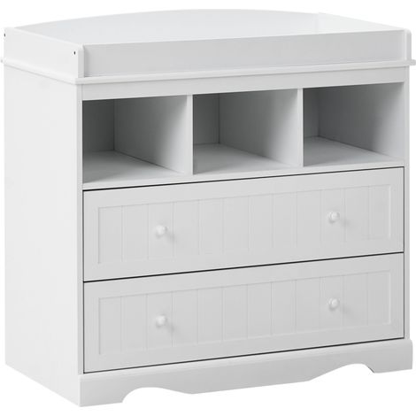 Cambiador moderno con estantes y cajones tablero de partículas MDF almacenaje habitación infantil blanco Virden