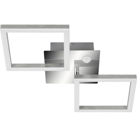 Plafonnier LED avec détecteur de mouvement, plafonnier avec fonction lumière permanente, couleur blanc chaud, 12 W, 1200 lumens, chrome/aluminium, 470 x 226 x 74 mm (L x l x h) (1/4)