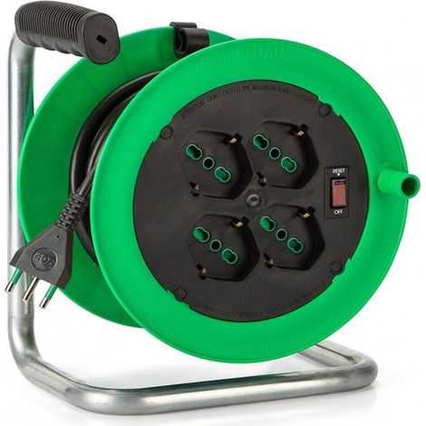 Avvolgicavo Fanton lunghezza cavo 20 Metri con 4 prese ed interruttore 146107