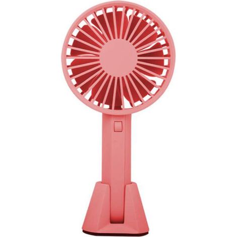 1 Ventilateur portable, 3 vitesses, rechargeable USB, silencieux, base amovible, pour maison, bureau, voyage, extérieur, rouge (1/5)