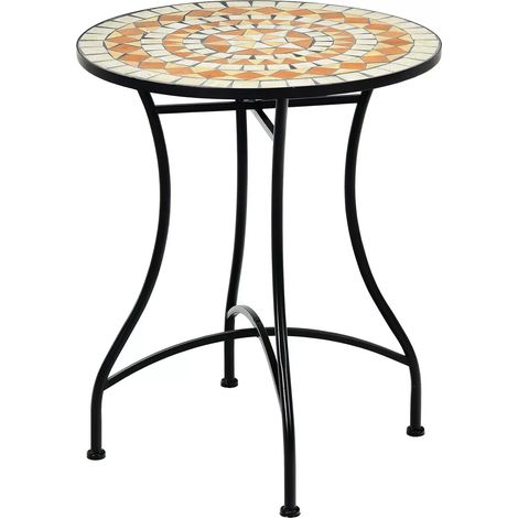 Mosaic Round Side Table Outdoor & Indoor Retro Mosaic Side Table (1/5)