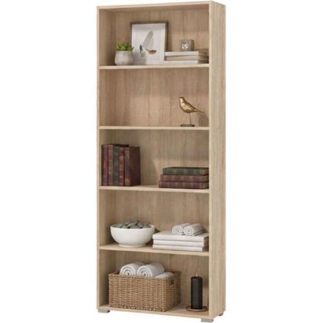Libreria Urgnano, Biblioteca 4 Ripiani, Installazione a Terra, Sfumatura Colore Struttura Rovere, 70x24.5x176.5h cm Marrone Rovere