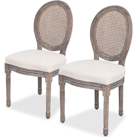 vidaXL Sillas de comedor 2 unidades tela color crema (1/5)